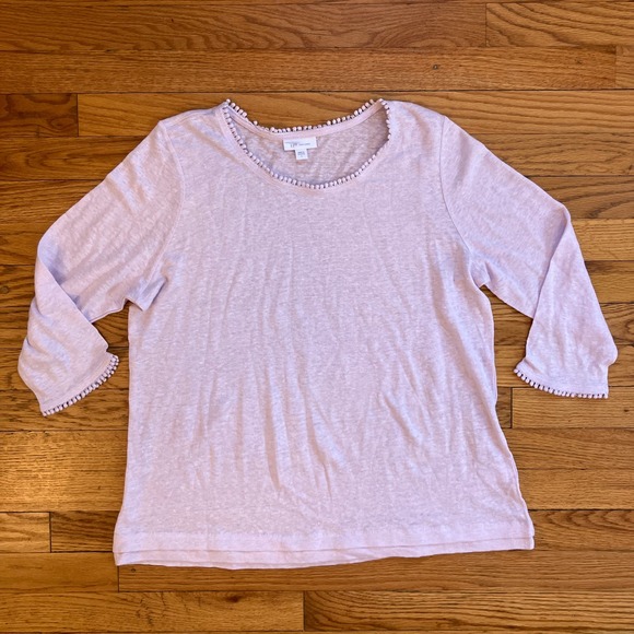 J. Jill Love Linen Pale Orchid 3/4 Length Sleeve Top Size Large - Picture 1 of 7